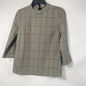 NWOT Reserved Long Sleeve Plaid  Blouse Size 36 EU
